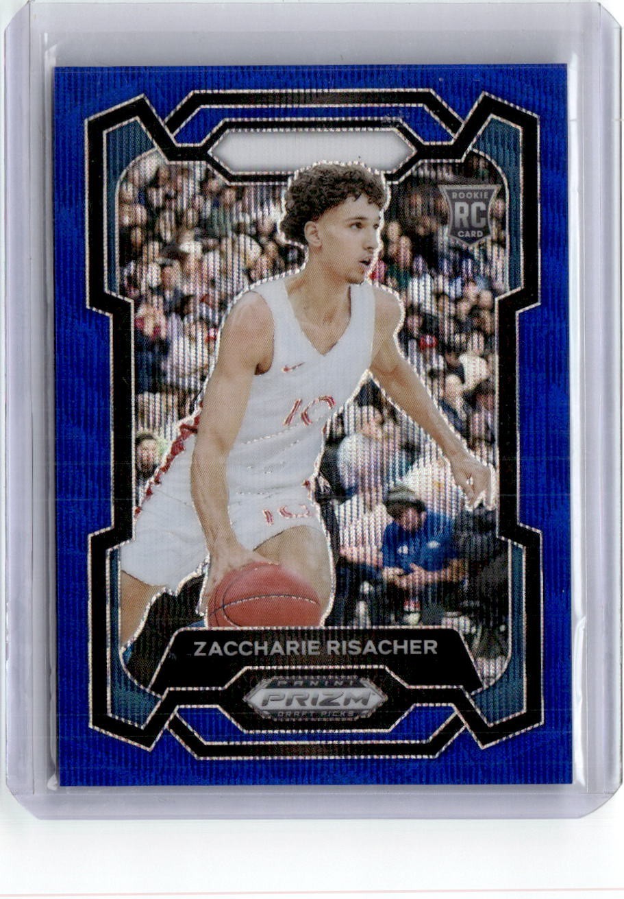 Zaccharie Risacher Rookie Card RC 2024 Prizm Draft Blue Wave Prizm /249 #69