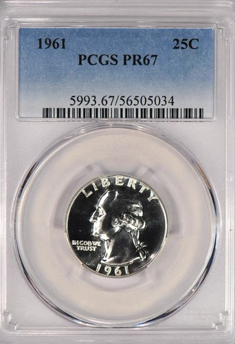 1961 Washington Quarter Proof PCGS PR 67 PF Gem Silver Coin 25C