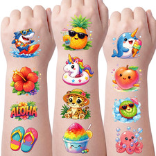 Summer Hawaiian Luau Temporary Tattoos Kids Adults Party Favor Stickers