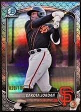 2025 Bowman Chrome DAKOTA JORDAN (RC) Steel Metal Refractor /100 Giants