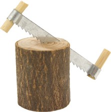 Krippenzubehör Hackstock mit Säge aus Holz, Höhe 5,4 cm