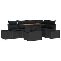 Garten Essgruppe Sitzgruppe Mit Kissen 6Er Set Schwarz Braun Terrasse Balkon
