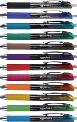   Amazon Basics Gel Pens 0.7mm Fine Point Retractable Assorted 12 Pack