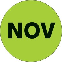 1" Circle - "NOV" (Fluorescent Green) Months of the Year Labels-500 per Roll