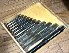 WESTWARD 11 Adjustable Hand Reamer Cutter Bit Set Straight Blade Lot Wooden Box