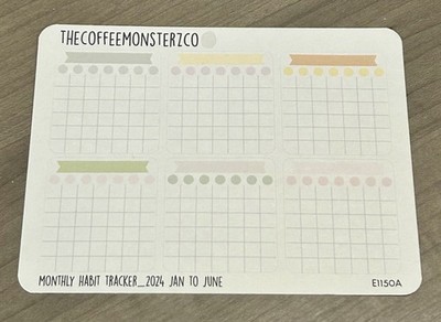 NEW TheCoffeeMonsterzCo Monthly Habit Tracker (2) Sticker Sheets TCMC Stickers
