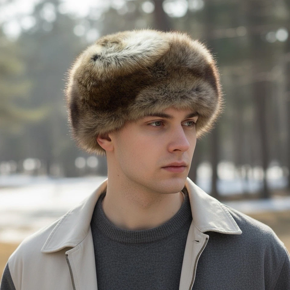 Sombrero de mapache unisex de piel completa natural acolchado forrado Ushanka caza trampero Foto 2 de 4