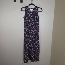 Vintage 90s Lisa Jo Sleeveless Shift Midi Dress in Purple Floral Size 5/6