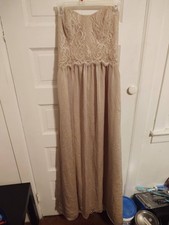 Jim Hjelm Occasions Formal Long Strapless Nude Lace Prom Dress Women  s Size 10