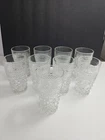 Set 9 Vintage Anchor Hocking Wexford Diamond Cut Glass Tumblers Ice Tea Glasses