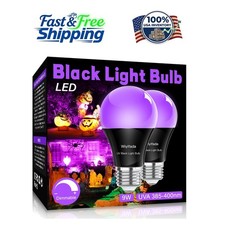 Dimmable LED Black Light Bulbs 2 Pack, 9W for Vibrant Party Ambiance