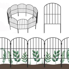OUSHENG Decorative Garden Fence Fencing 10 Panels, 10ft (L) x 24in (H) Rustpr...