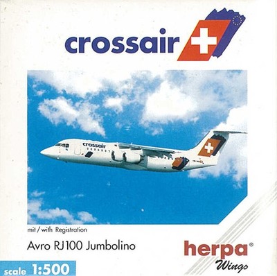 Avro RJ100 Crossair ''Jumbolino'' HB-IYX Herpa 509626 1:500