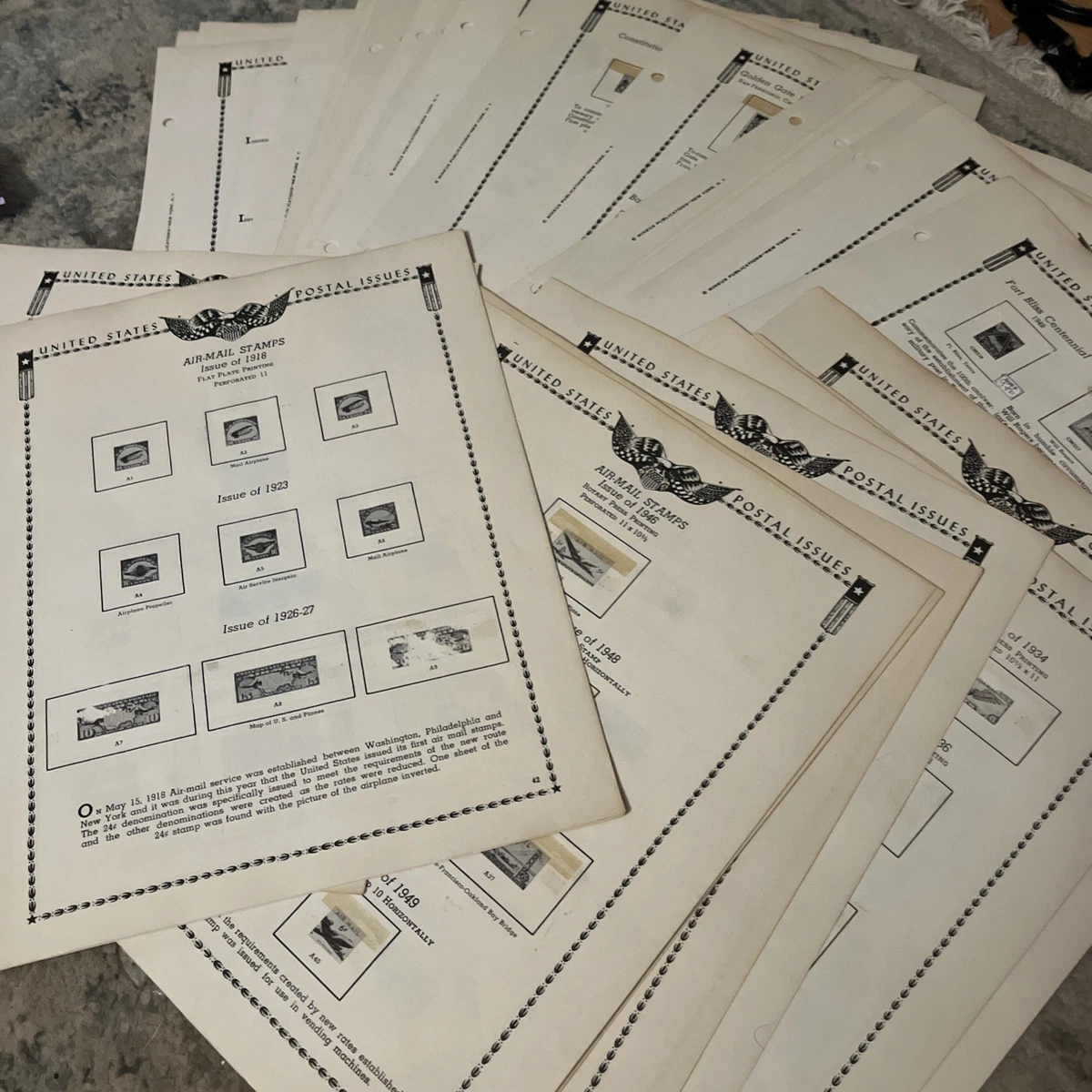 50+ Minkus Stamp Album Pages/Paper Ephemera Very Used/ Salvage Varying Condition
