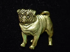 "JJ" Jonette Jewelry Bronze Pewter 'CUTE Pug' Dog Puppy Pin