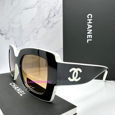 New CHANEL Sunglasses Polarized Black White Square Authentic  display picture 3