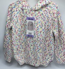 Girls Size XS 5/6 DKNY Chenille Sweater Pullover Hooded Multicolored