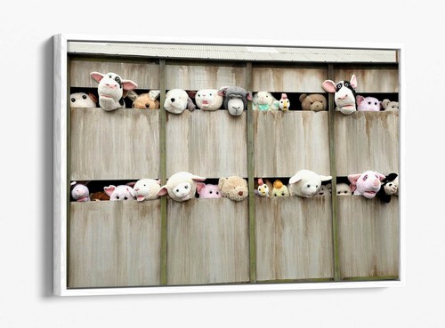 ANIMALES DE LOS MUPPETS DE BANKSY - IMPRESIÓN DE ARTE DE PARED DE LIENZO ENMARCADO EFECTO FLOTADOR PROFUNDO - Imagen 3 de 12