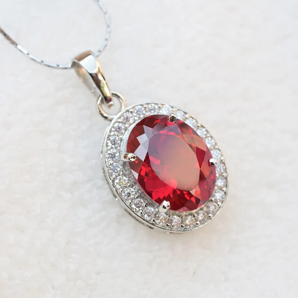 Colgante de rubí rojo natural de 24 quilates - Piedra preciosa suelta certificada en plata maciza 925 Foto 4 de 4