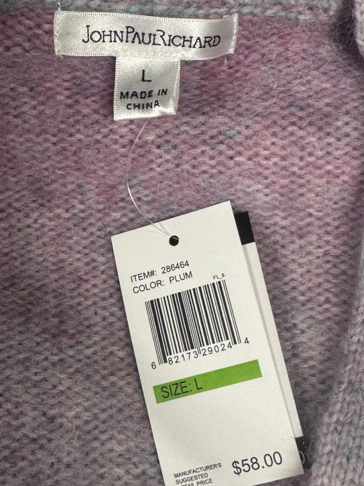 Cárdigan JOHN PAUL RICHARD Ciruela Lavanda Suave Difuso Suéter Talla L NUEVO $58 Foto 2 de 4