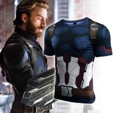 Avengers: Infinity War Captain America T shirt Tee sport Fitness daily Costume