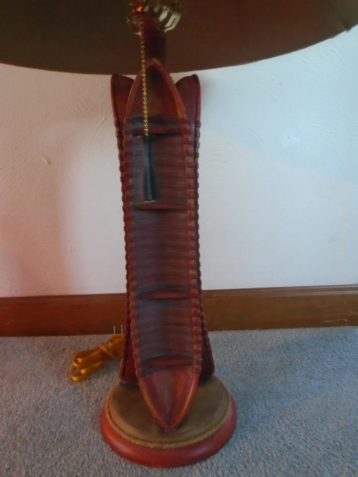 Vintage Verandah Canoe Table Lamp 31" Cabin Lake house Cottage Fishing Decor - Image 2 of 4