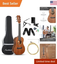Mini Acoustic Guitar Kit - Solid Mahogany Top, Nylon Strings, Gig Bag & More