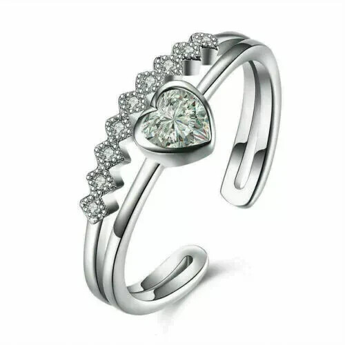 Women's Engagement Ring 2.0Ct Heart Cut 14K White Gold Plated Simulated Diamond - Picture 2 of 6