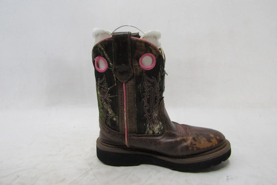 John Deere Youth Size 11 M Brown Leather Buckaroo Camo Cowboy Western Boots - Image 4 of 4