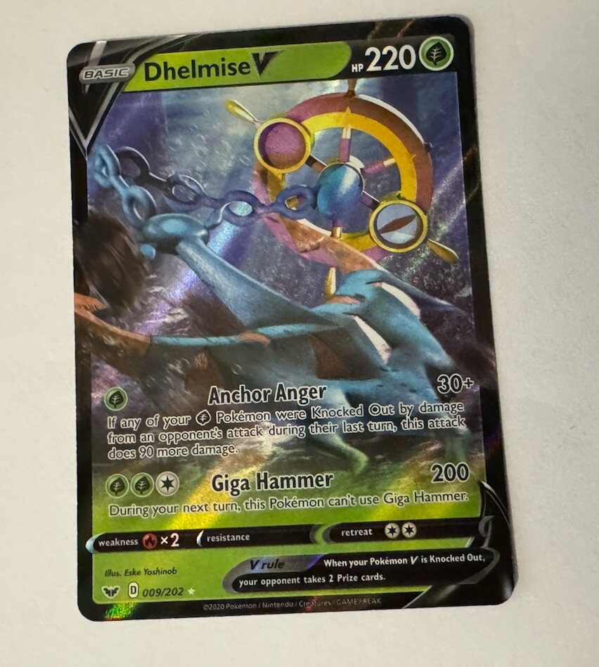 Pokemon - NM Dhelmise V - Sword & Shield Base Ultra Rare 009/202 - Near Mint