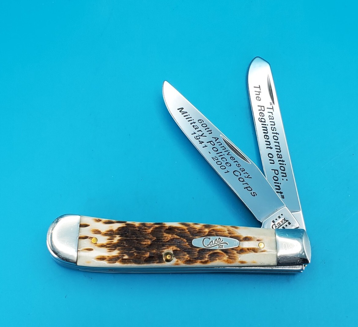 Case XX 6254 SS Amber Jigged Bone Two Blade Trapper Pocket