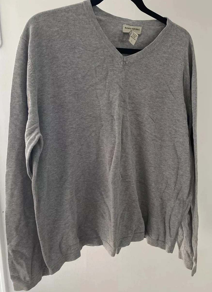 Gray v shop neck sweater mens