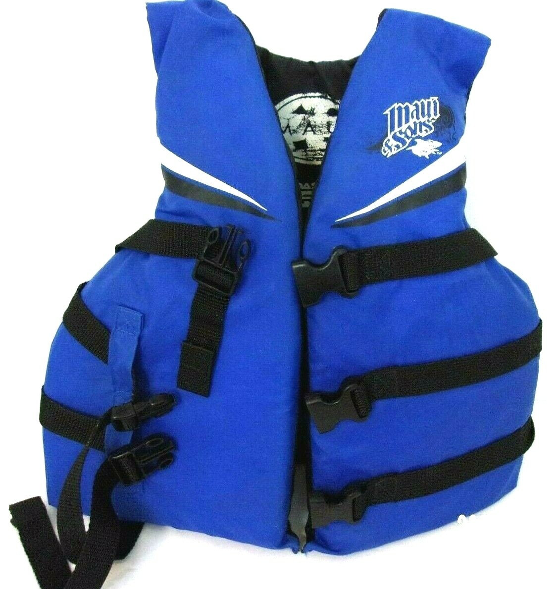 Maui And Sons Youth Life Vest Jacket Size 25-29 Blue Black Chest Flotation