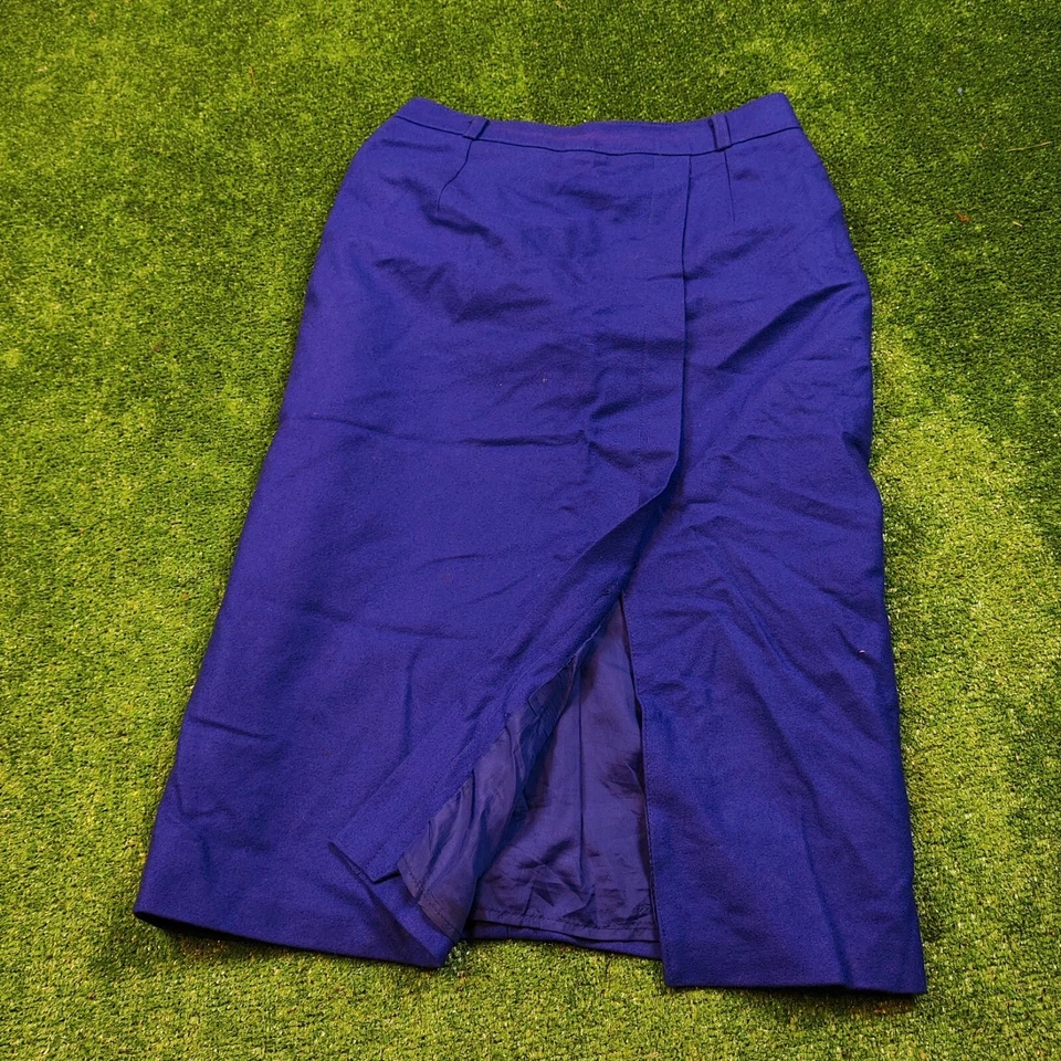 Vintage Rock Damen 42 Blau Lang Wollmischung Klassisch Einfarbig Freizeit Lad... - Bild 3 von 4
