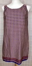 Lila Rose Sleeveless Shift Dress 4 Classic Deep Red & Blue ‘Scarf’ Print Lined