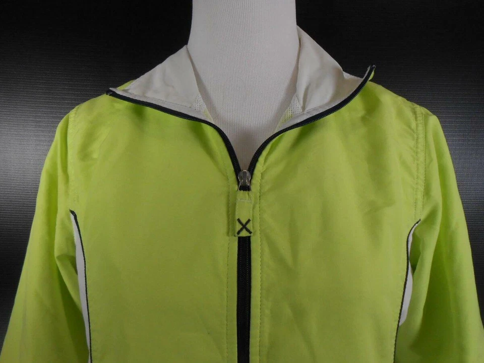 Beautiful Women's Small Three Hearts Green LS Mesh Lined Zipper Windbreaker Foto 3 de 4