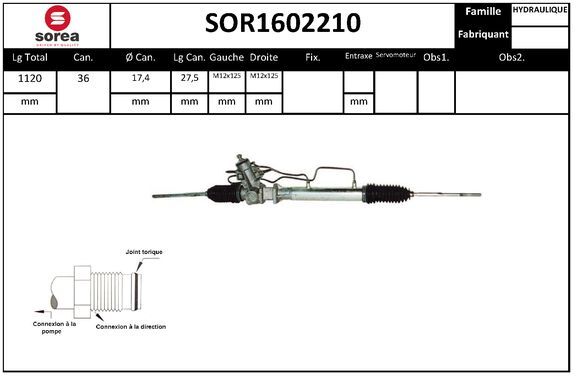 Crémaillère de direction SNRA SOR1602210 pour Nissan Micra 1 et Bluebird