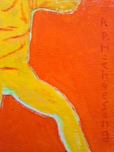 Original Art Acrylic Inks "Bruce Lee" 5x7 canvas orange/yellow Limited 1/1 - Picture 4 of 6