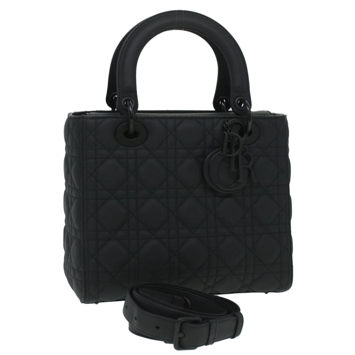 Sac à main Christian Dior Canage Lady Dior cuir de veau noir M0566SLOI authentique 36776S