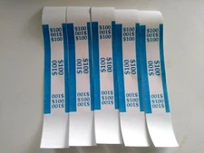 25 BLUE - $100 SELF-SEALING CURRENCY STRAPS/BANDS