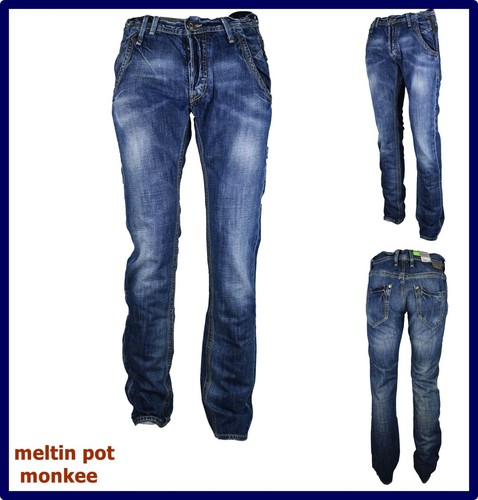 Jeans Meltin pot uomo pantaloni vita bassa regular fit vita bassa dritto  w30 w31 | eBay