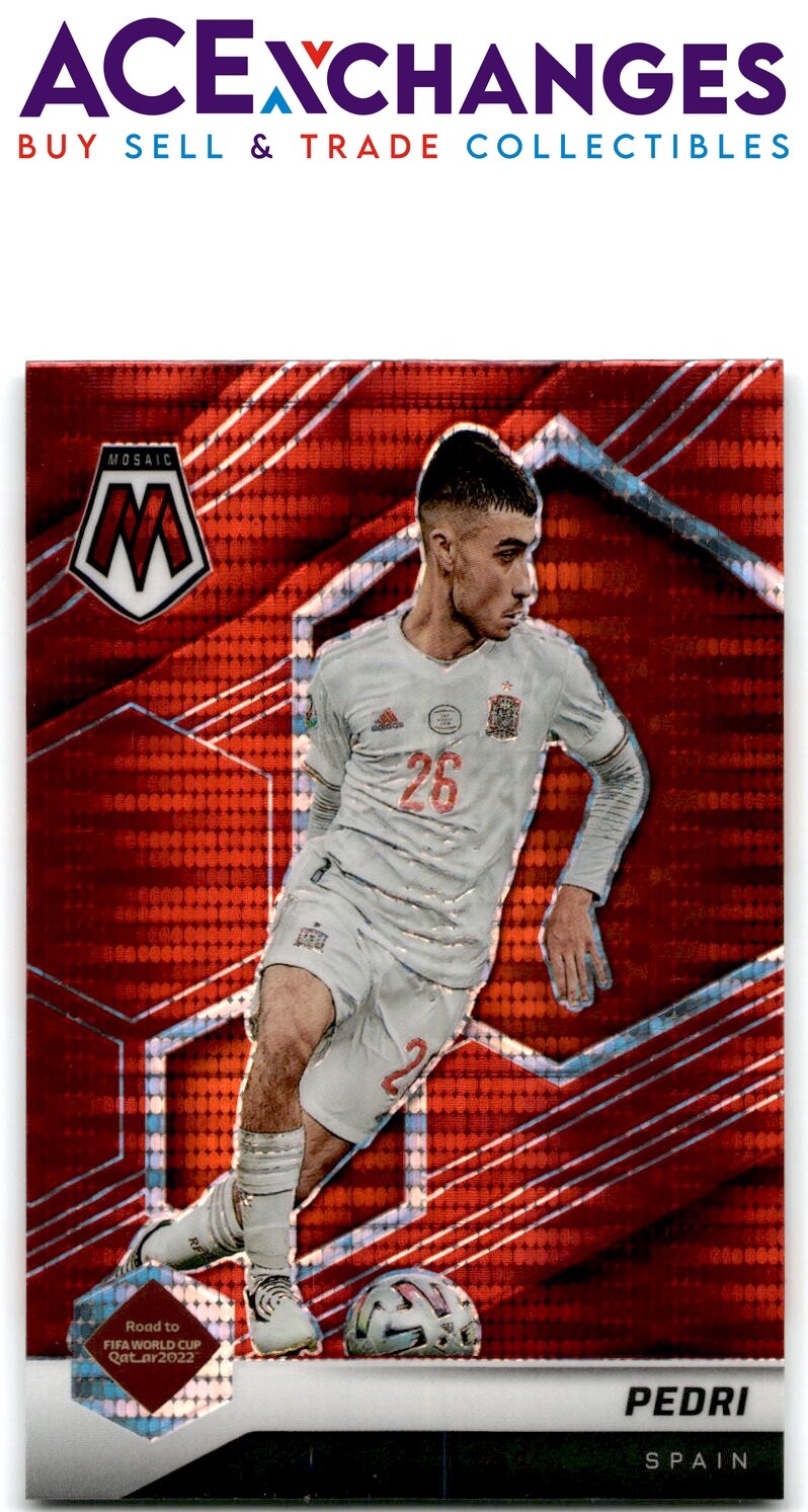 2021-22 Mosaic Road to FIFA World Cup #130 Pedri Red Pulsar Prizm