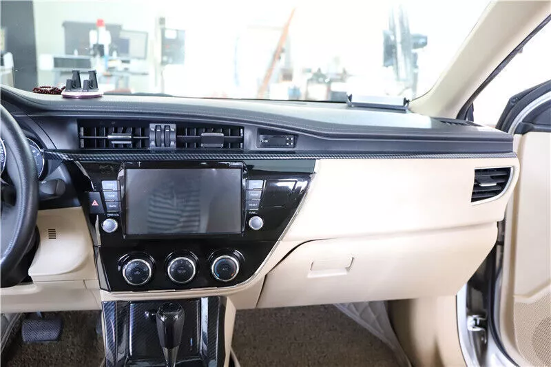 Cubierta central de instrumentos ABS fibra de carbono para consola Toyota Corolla 2014-2016 Foto 2 de 4