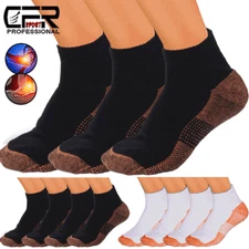 Copper Ankle Brace Support Compression Sleeve Socks Foot Fasciitis Relief Sports