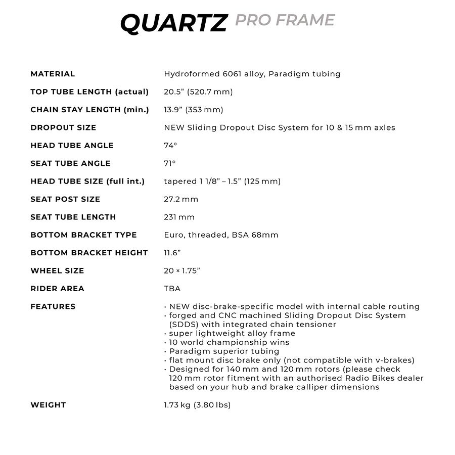 Колесная пара Radio Raceline Quartz Pro 205 Black BMX с легкосплавными деталями и 168490₽