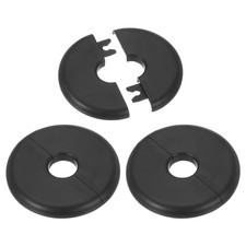 3Pcs Wall Split Flange Escutcheon Plate Buckle Pipe Cover 0.65"/16.5mm Black
