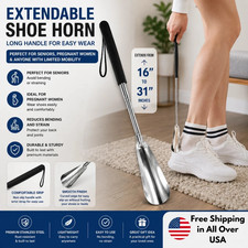 New Extra Long Handle Shoe Horn Stainless Steel Handled Metal Shoehorn Horns