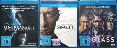 Glass SPLIT Unbreakable Bruce Willis J. McAvoy S.L. Jackson M. Shyamalan Deutsch