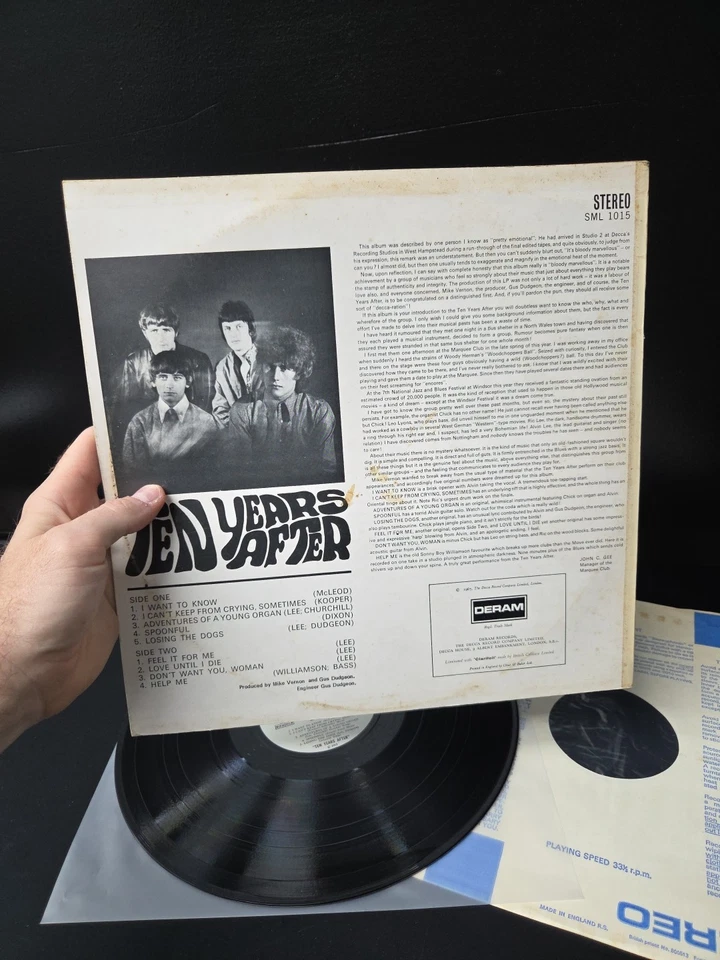 Ten Years After Self Titled Lp Vinyl OG 1969 UK Stereo Press W/Insert VG+/NM- - Image 3 of 4