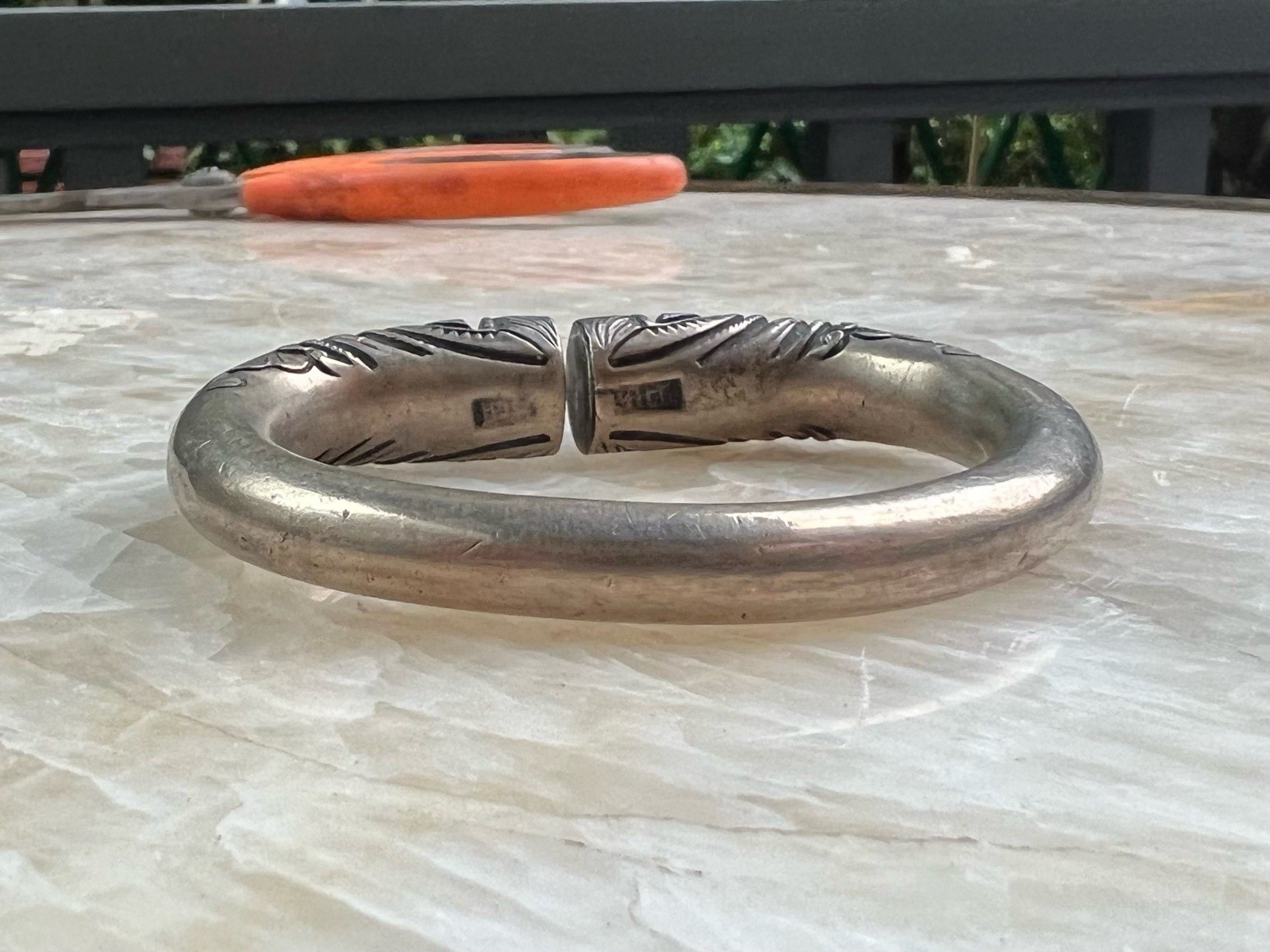 Vintage Chinese Solid Silver Bangle Bracelet 164g - image 3